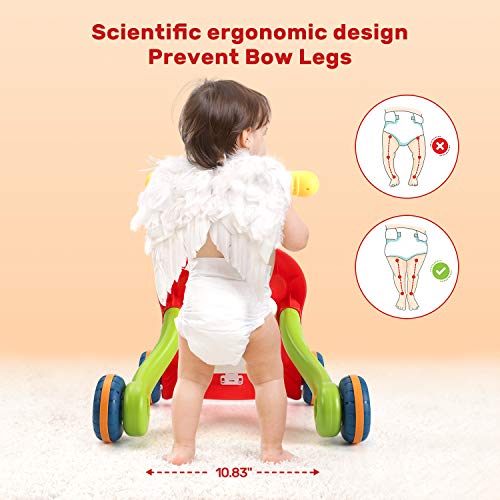CUTE STONE Sit to Stand Learning Walker, 2 in 1 Baby Push Walker, Early Educational Child Activity Center, Multifunctional Removable Play Panel