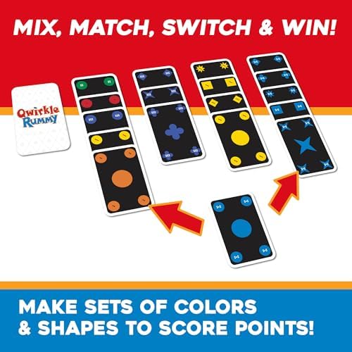 MindWare Qwirkle Rummy Card Game - Strategy Games for Adults and Family - Fun Family Games & Party Games for Adults - Match Shapes & Colors