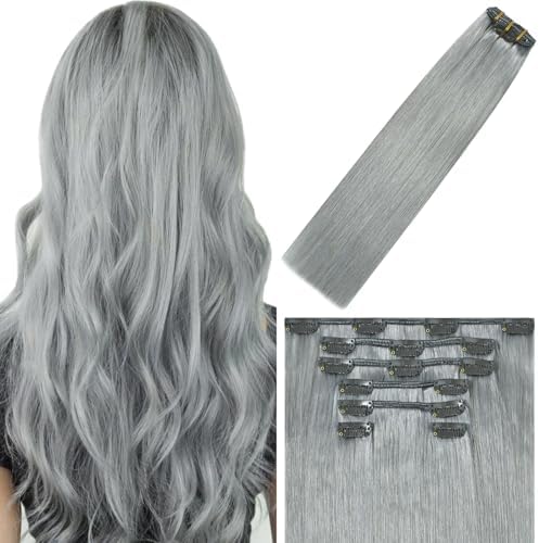 WindTouch Clip In Hair Extensions Human Hair Mixed Bleach Blonde 18Inch 75g Hair Extensions for Women Remy Blonde Extensions Clip in #18p613 7PCS