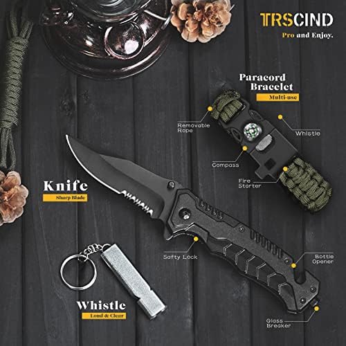 Survival Kit 14 in 1, Gifts for Men Dad Husband, Emergency Survival Gear and Equipment, Anniversary Birthday Gifts for Him Boyfriend, Hunting Fishing Camping Accessories