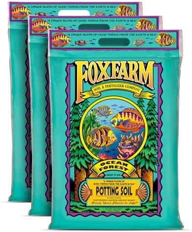 FoxFarm Ocean Forest Potting Soil for Container Gardens - Light, Aerated Texture with Fish Meal, Crab Meal, Earthworm Castings - Houseplant Potting Mix for Seedlings & Plant Starts - 4 x 12 Quart