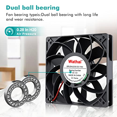 Wathai 120mm x 25mm 12V High Pressure CFM Fan DC Brushless Cooling Fan