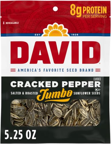 DAVID Jumbo Sunflower Seeds, Cracked Pepper Flavor, 5.25 oz.