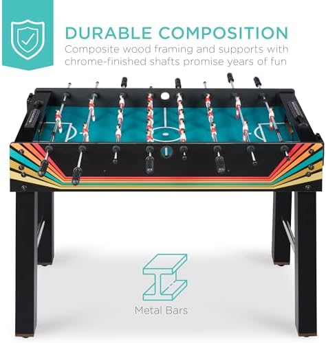 Best Choice Products Foosball Table for Kids and Adults, Game Room Soccer Game Table w/ 2 Balls, 2 Cup Holders, Ergonomic Handles, Chrome Finished Metal Bars
