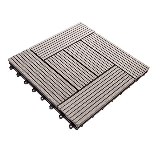 IncStores Helios Interlocking Patio Deck Tiles | All Weather | Waterproof Outdoor Flooring for Patio, Balcony Flooring, Garden and Poolside | 12"x12" | 11 Gray 6 Slate Tiles