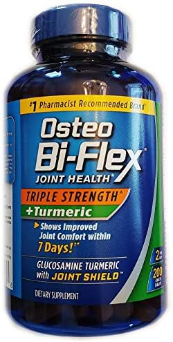 Osteo Bi-Flex, Triple Strength + Turmeric, 200 Tablets, with Glucosamine HCI and Turmeric Curcumin, Joint Supplement for Men and Women