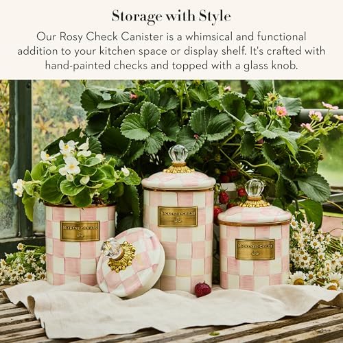 MACKENZIE-CHILDS Enamel Canister, Small, Black-and-White Courtly Check