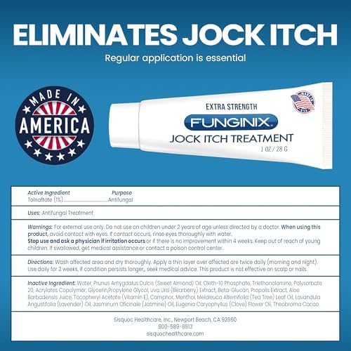 FUNGINIX Jock Itch Treatment - Relieves Itching, Burning, Scaling, and Chafing, Natural Anti Itch Treatment with Tolnaftate