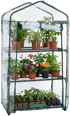 3 Tier Mini Greenhouse - Portable Greenhouse with Rust-Resistant Frame and PVC Cover for Indoor/Outdoor - 27.5x19x50-Inch Green House by Pure Garden