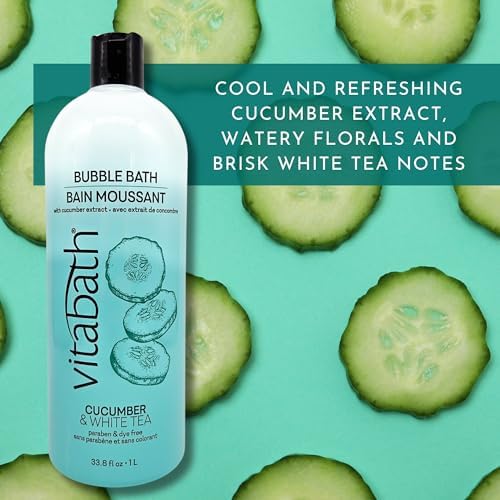 Vitabath Cucumber & White Tea Bubble Bath Rich Foaming Bubbly Soak & Relaxing Aromatherapy Moisturizing & Nourishing Indulgent Suds for Women & Men