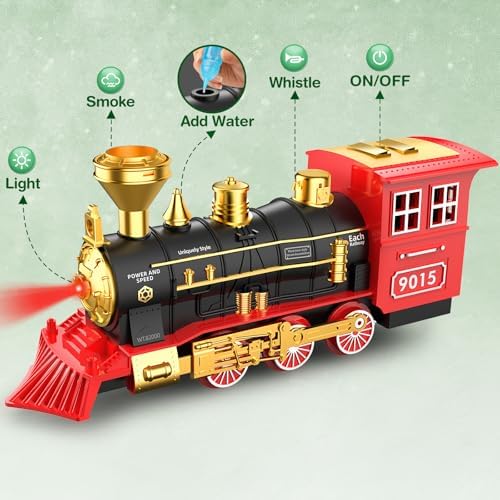 Hot Bee Train Set, Train Toys with Smoke, Lights, Sound and Train Tracks