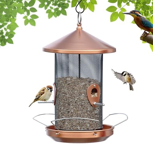 Large Bird Feeders for Outside: 3-5LB Capacity Seed Feeding | 12.6inch Easy Hanging for Tree Garden Yard Outside Decor Cardinal Finch - Gardening
