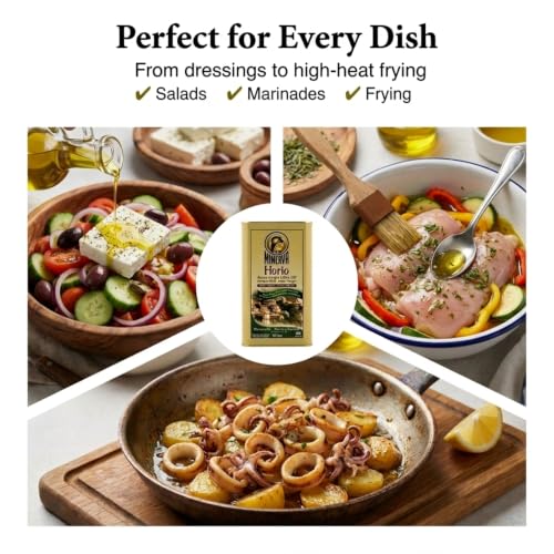 Horio Greek Olive Oil Extra Virgin Cold Pressed Organic, Perfect for Salads and Marinades, Frying Oil