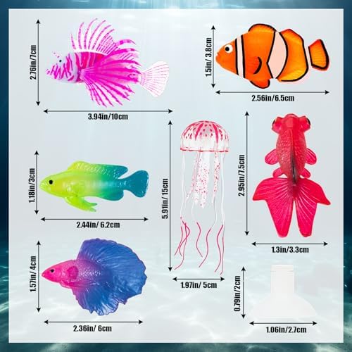 Weewooday 7 Pcs Artificial Fish Glowing Effect,Modern Color
