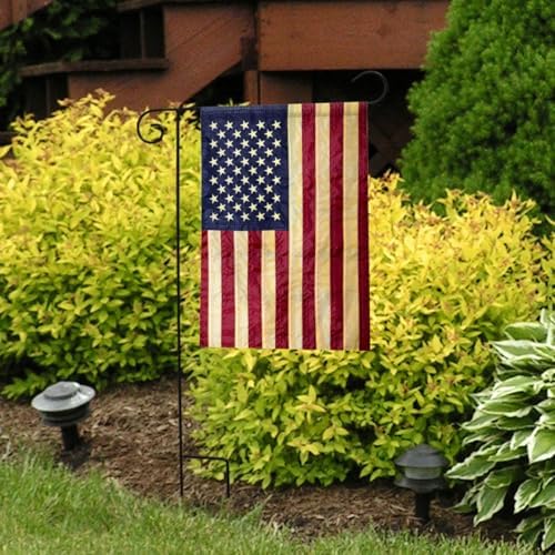American Flag tea Stained Applique Garden Flag 12.5" x 18"