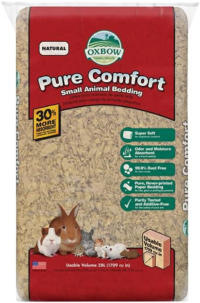 Oxbow Small Animal Bedding, Hamster, Guinea Pig, Rabbit, White, USA, 36 L | Pure Comfort, Hamster Bedding, Guinea Pig Bedding, Low Dust, Virgin Paper, Litter Box, Bunny, Rats, Gerbils, Chinchillas