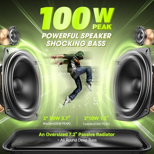 W-KING Bluetooth Speaker, 100W Peak Outdoor Portable Loud Speakers Wireless