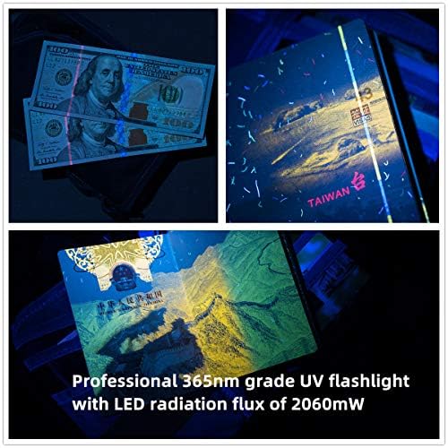 Weltool Professional UV Flashlight 365nm Black Light Max. 2060mW High Power for Glue Curing, AC Leak Detector, Rocks and Mineral Glowing, Pet Urine Detector, Non Destructive Testing