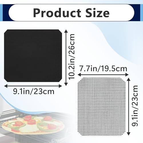 6Pcs 9×10 inch Fryer Oven Liners and 6Pcs Mesh Grill Mats for Instant Vortex Pro Plus 10QT, Non-Stick Oven Liner and Mesh Grill Mats for Toaster, Oven, Microwave