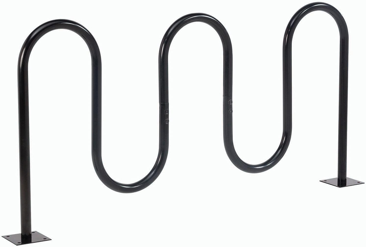 Global Industrial 68" L Wave Bike Rack, Black, Flange Mount, 7-Bike Capacity