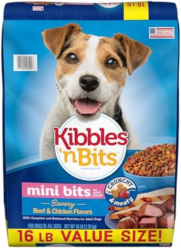 Kibbles 'N Bits Small Breed Mini Bits Savory Beef & Chicken Flavors Dog Food, 16-Pound(Pack of 1) | Complete & Balanced Nutrition Formulated For Small Adult Dogs Crafted With Easy-To-Chew Bites Of Beef & Chicken Flavors