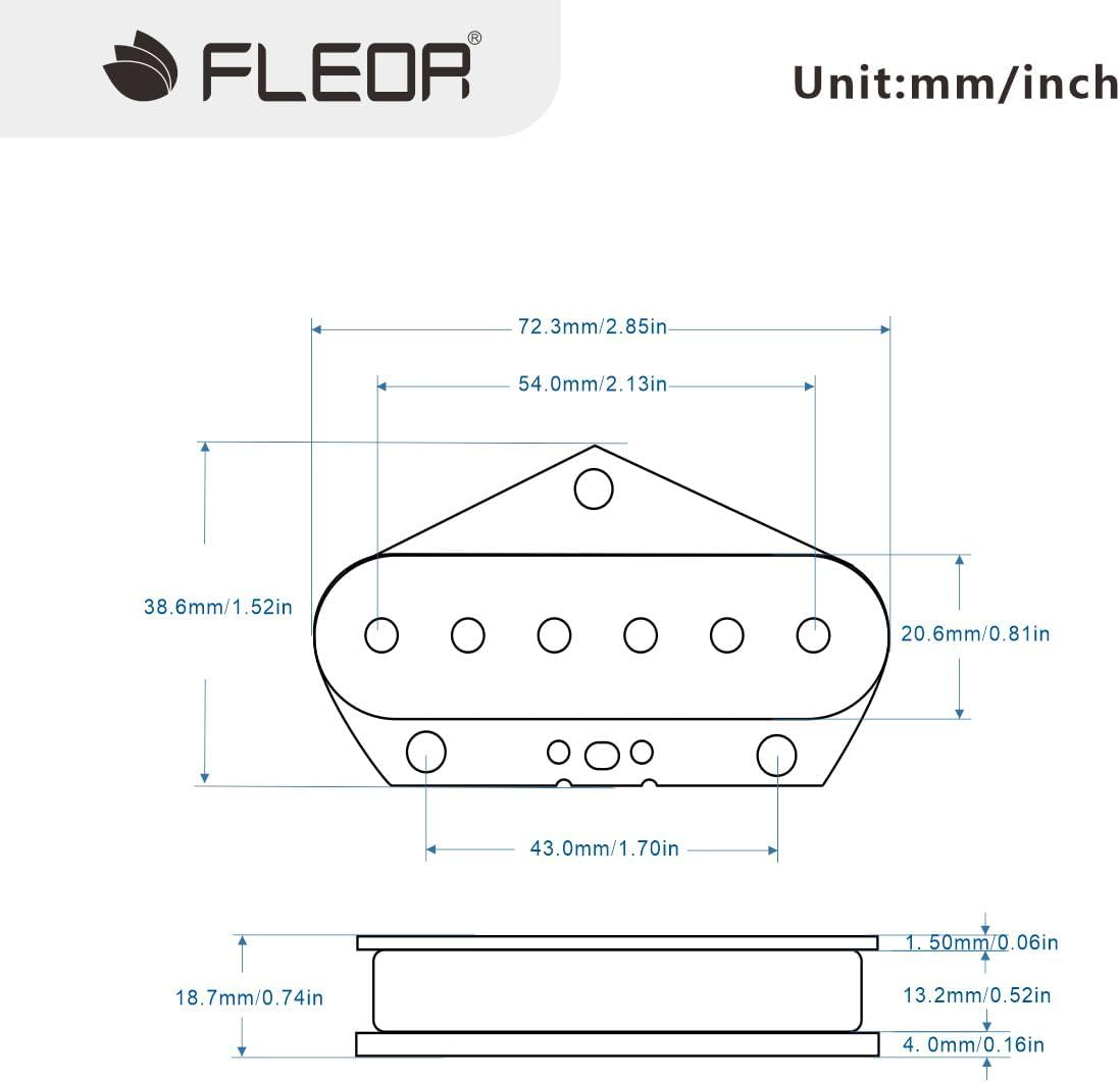 FLEOR Alnico 5 Guitar Pickups - TL Bridge & Neck Pickup (Chrome) for TL Style Guitar