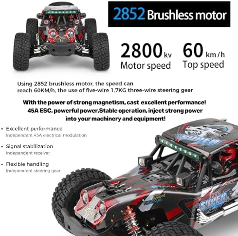 GoolRC WLtoys 124028 Brushless Fast RC Cars, 1:12 Scale 60KM/H High Speed Remote Control Car