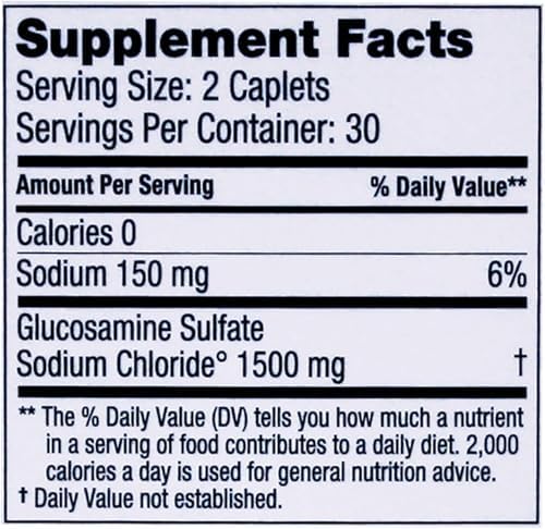 Dona Crystalline Glucosamine Sulfate, 1500 Mg, Joint Supplement Pills for Knee Comfort & Joint Health Support, 1500 Mg, 60 Count