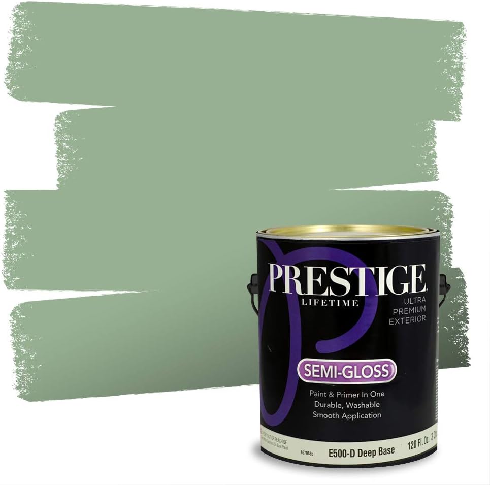 PRESTIGE Paints Exterior Paint and Primer In One, 1-Gallon, Semi-Gloss, Comparable Match of Sherwin Williams* Shamrock*