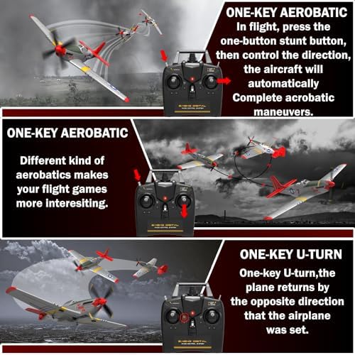 LEAMBE 4 Channel RC Plane, Ready to Fly Aerobatic Aircraft, Easy Control for Beginners, P51 Mustang RC Airplane Best Gift for Adults