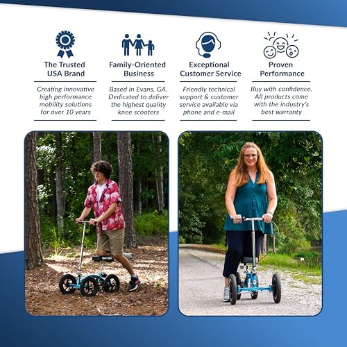 KneeRover Quad All Terrain Knee Scooter for Adults, Metallic Blue