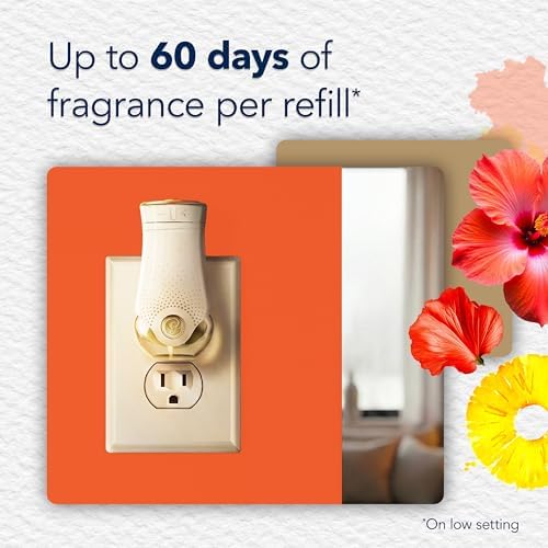 Glade PlugIns Refills Air Freshener Starter Kit, Hawaiian Breeze, Scented and Essential Oils for Home and Bathroom, 0.67 Fl Oz, 1 Warmer + 1 Refill