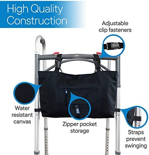 RMS Water Resistant Tote Bag for Walker and Scooter (Butterfly) | Walker Bag and Organizer, Carry a phone, wallet and personal items on a walker, rollator or scooter within easy reach