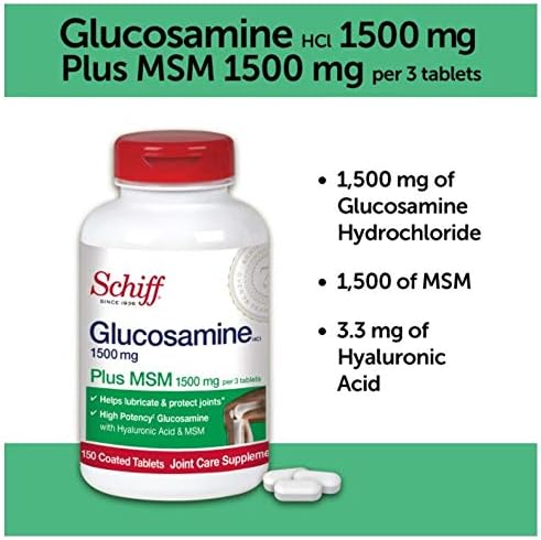 Schiff Glucosamine 1500mg Plus MSM and Hyaluronic Acid, 150 tablets - Joint Supplement (Pack of 7)