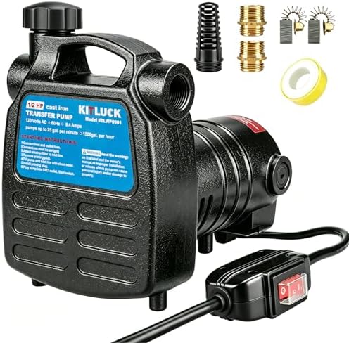Water Transfer Garden Pump, 1.6 HP 1000GPH Portable Electric Shallow Well Jet Pump, Stainless Steel Sprinkler Pressure Booster Pump for Pool Draining, Lawn Fountain, Irrigation, Water Removal