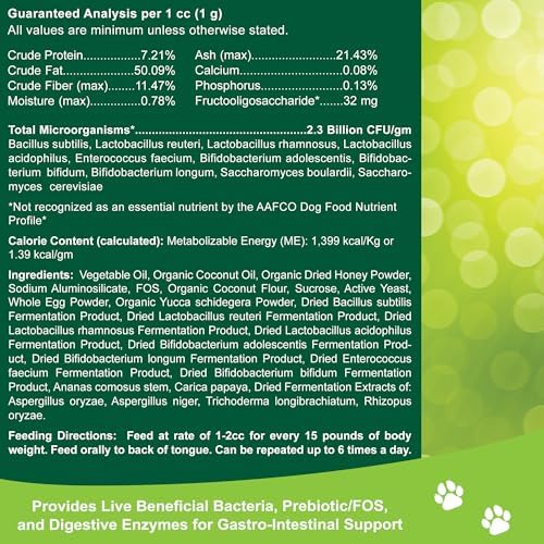 Dogzymes Canine Probiotic Paste Beneficial Bacteria-Enzyme 2.3 Billion CFU/gm Saccharomyces boulardii Organic Dried Honey Powder (30 Gram)