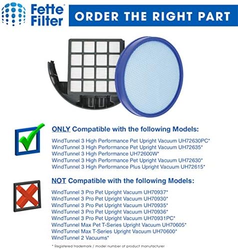 Fette Filter - Filter Sets Compatible with Hoover Windtunnel Models UH72630PC, UH72635, UH72600W, UH72630, UH72615, UH72600, UH70831