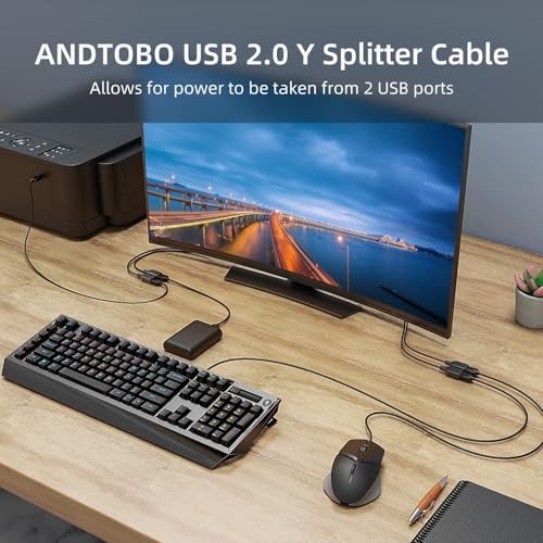 【2026 Upgraded】 USB 2.0 A Male to 2 Dual USB Female Jack Y Splitter Hub Power Cord Extension Adapter Cable (Not Supporting CarPlay and Android