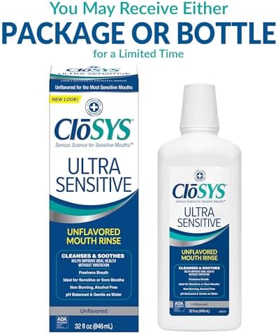 CloSYS Ultra Sensitive Mouthwash, 32 Oz, Alcohol Free Mouthwash, Unflavored Mouth Wash, Dye Free, pH Balanced, Helps Soothe Entire Mouth | Unflavored Mouth Wash, Dye Free, pH Balanced, Helps Soothe Entire Mouth