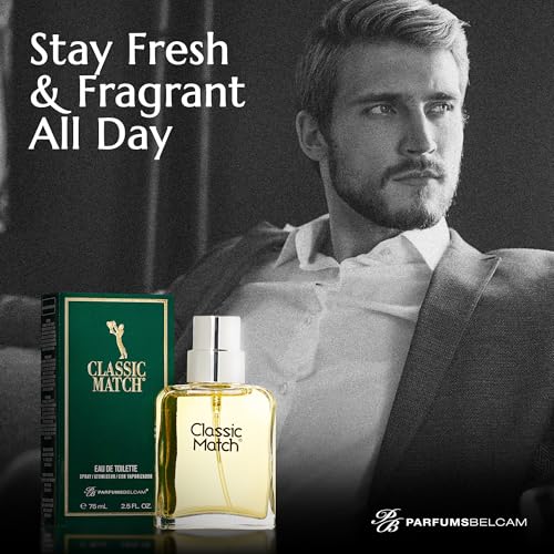 PB ParfumsBelcam Classic Match Green Eau De Toilette Spray for Men – Fresh Chypre Cologne, Bergamot, Basil, Musk, Long-Lasting Masculine Fragrance