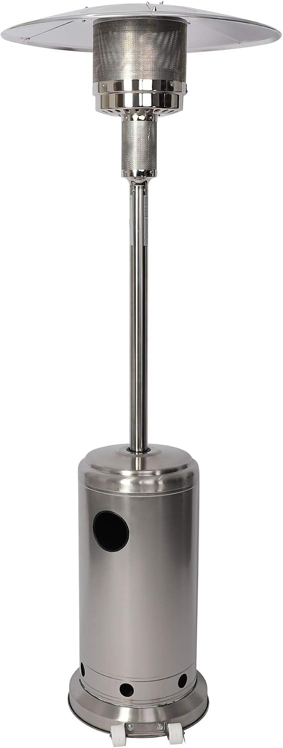 LUCKYERMORE 36, 000 BTU Patio Heater with Wheels, 87”High Outdoor Heater Gas Heat for Commercial and Residential, Stainless Steel Burner