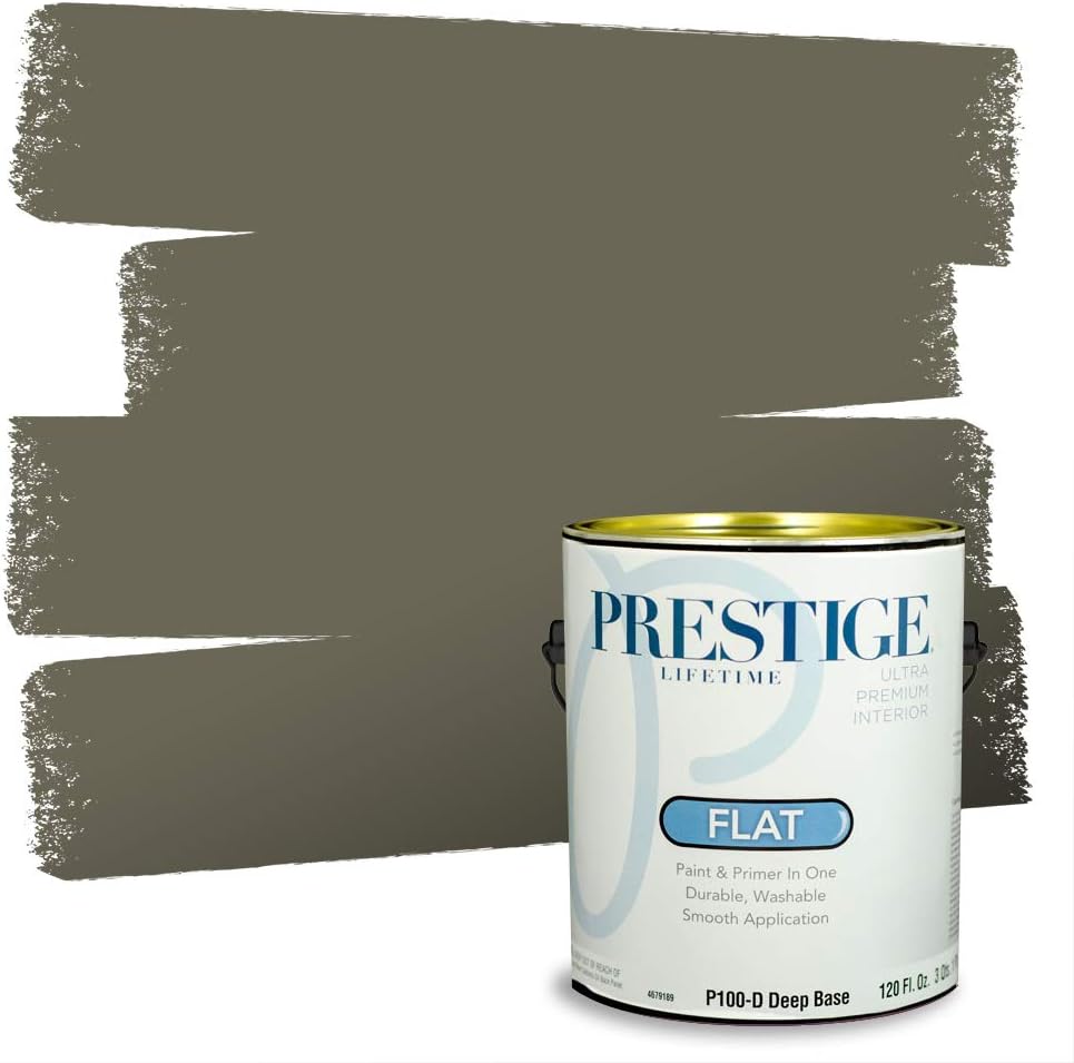 PRESTIGE Paints Exterior Paint and Primer In One, 1-Gallon, Satin, Comparable Match of Sherwin Williams* Ripe Olive*