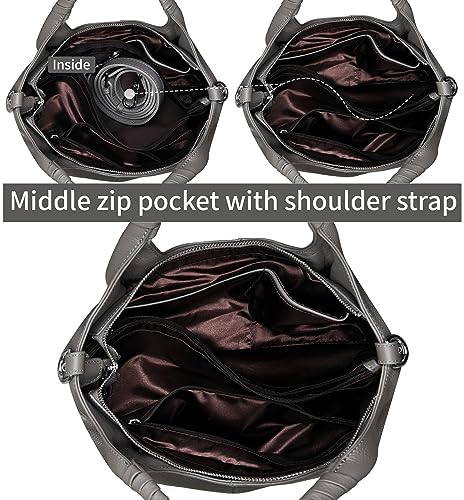 Iswee Leather Satchel Women Purse and Handbag Crossbody Shoulder Bag Hobo | Genuine Cowhide Leather Tote Top Handle Bag Soft & Durable Medium Size Bags with Detachable Multiple Pocketbooks Trendy