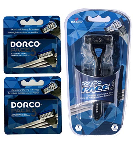 Dorco Pace 3 - Three Razor Blade Shaving System- Value Pack (10 Cartridges + 1 Handle)