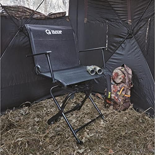 Guide Gear Big Boy Hunting Blind Chair with Armrests, Portable Folding Seat for Shooting, Comfortable Spin Swivel, 500-lb. Capacity