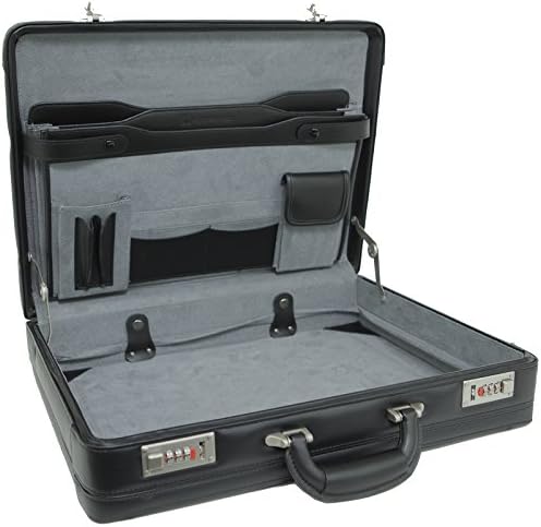 Alpine Swiss Mens Briefcase | Expandable Genuine Leather Attache Briefcase For Men | Dual Combination Lock Business Case
