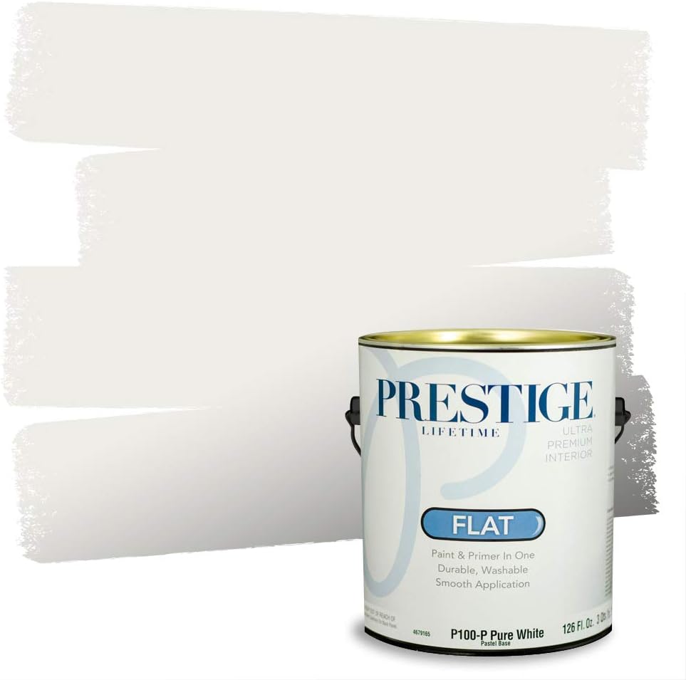 PRESTIGE Paints Exterior Paint and Primer In One, 1-Gallon, Semi-Gloss, Comparable Match of Sherwin Williams* Pure White*