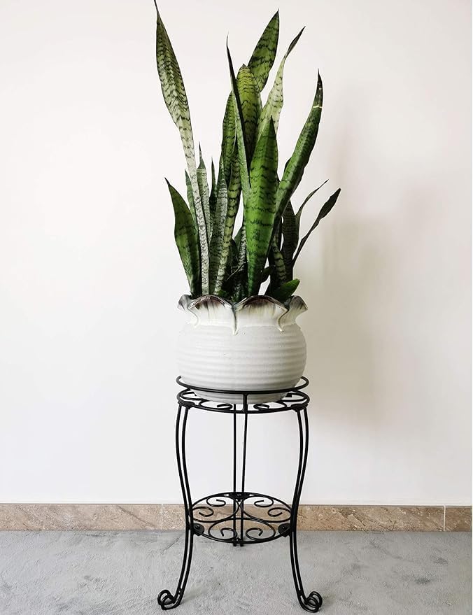TREEZITEK 11.8 inches Diameter Tall Metal Plant Stand for Indoor or Outdoor, Heavy Duty Flower Pot Stand Rack Holds Big Heavy Plants