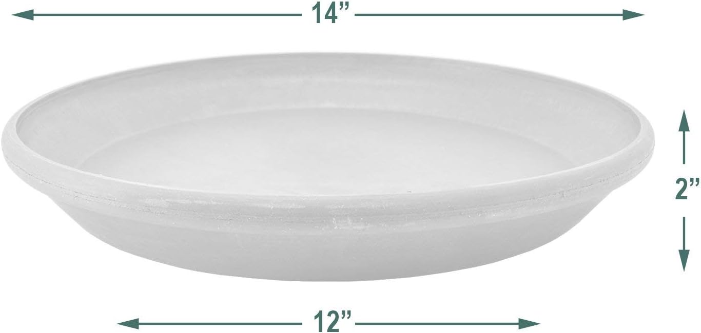 Arcadia Garden Products PSW Pot Collection AP35TCM 14-inch Plastic/Stone/Wood Composite Plant Saucer Drip Tray – No Drainage Hole (Drillable)
