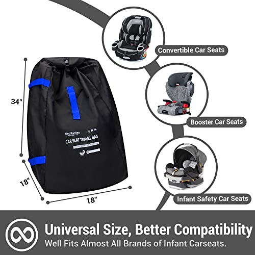 Car Seat Travel Bag Backpack for Air Travel - Karfast Universal Infant Carseat Gate Check Bag Cover for Airplane, Foldable with Pouch, Black
